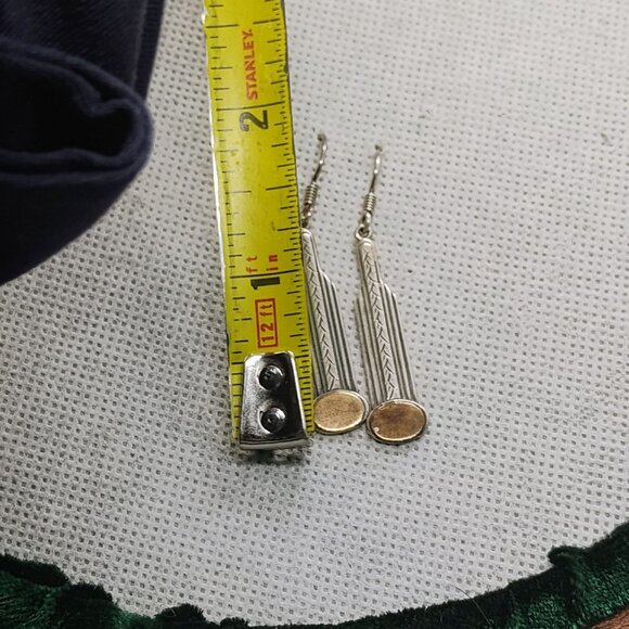 Steve Stamas Earrings Empire State Building Sterling Silver Brass Dangle - Picture 3 of 5